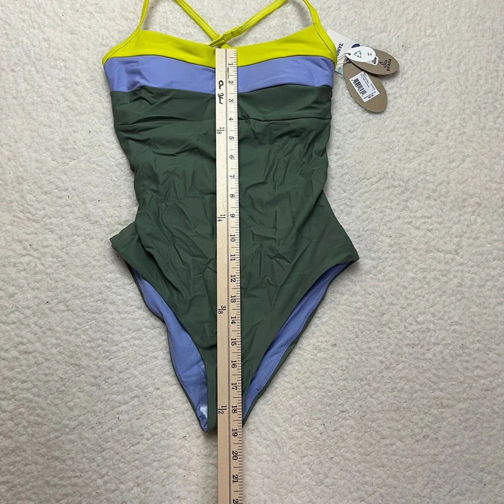 Prana One Piece Womens XS Army Green Lurisia Colorblock Swimsuit 1969271 UPF 50+